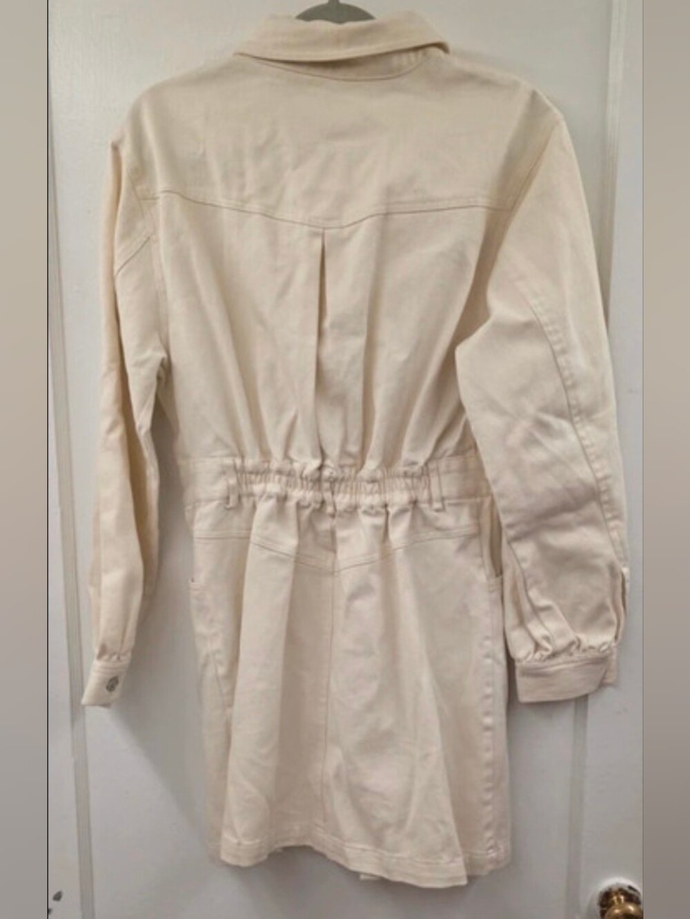 Steve Madden Krisha Denim Button Down Mini Dress Ecru Size 12 - Picture 2 of 7